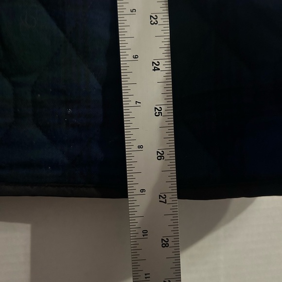 Croft & Barrow Tartan Plaid Green Blue Quilted Vest Slash Pockets Adj Back Sz L - Picture 5 of 9